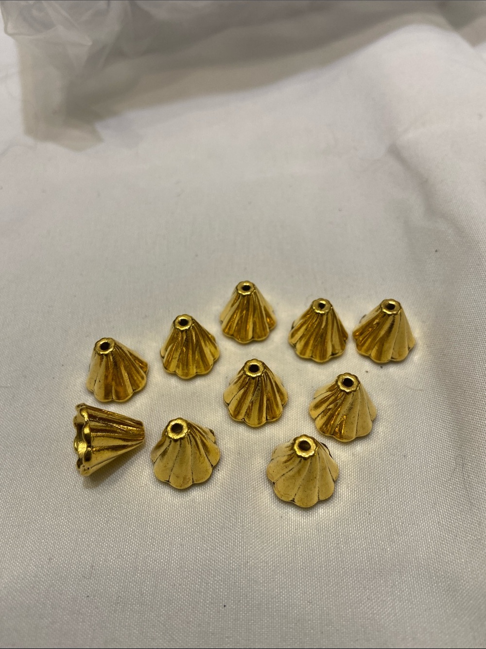 Gold Fluted Bead Caps - Set of 10
